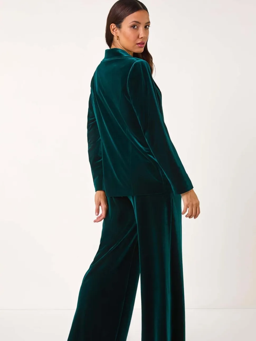 Roman Green Velvet Double Breasted Blazer