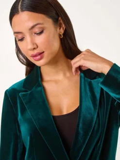 Roman Green Velvet Double Breasted Blazer