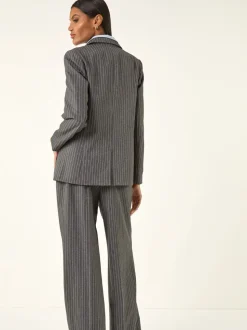 Roman Grey Classic Pinstripe Blazer