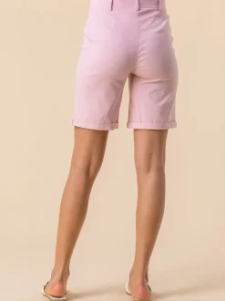 Roman Light Pink Turned Hem Stretch Shorts
