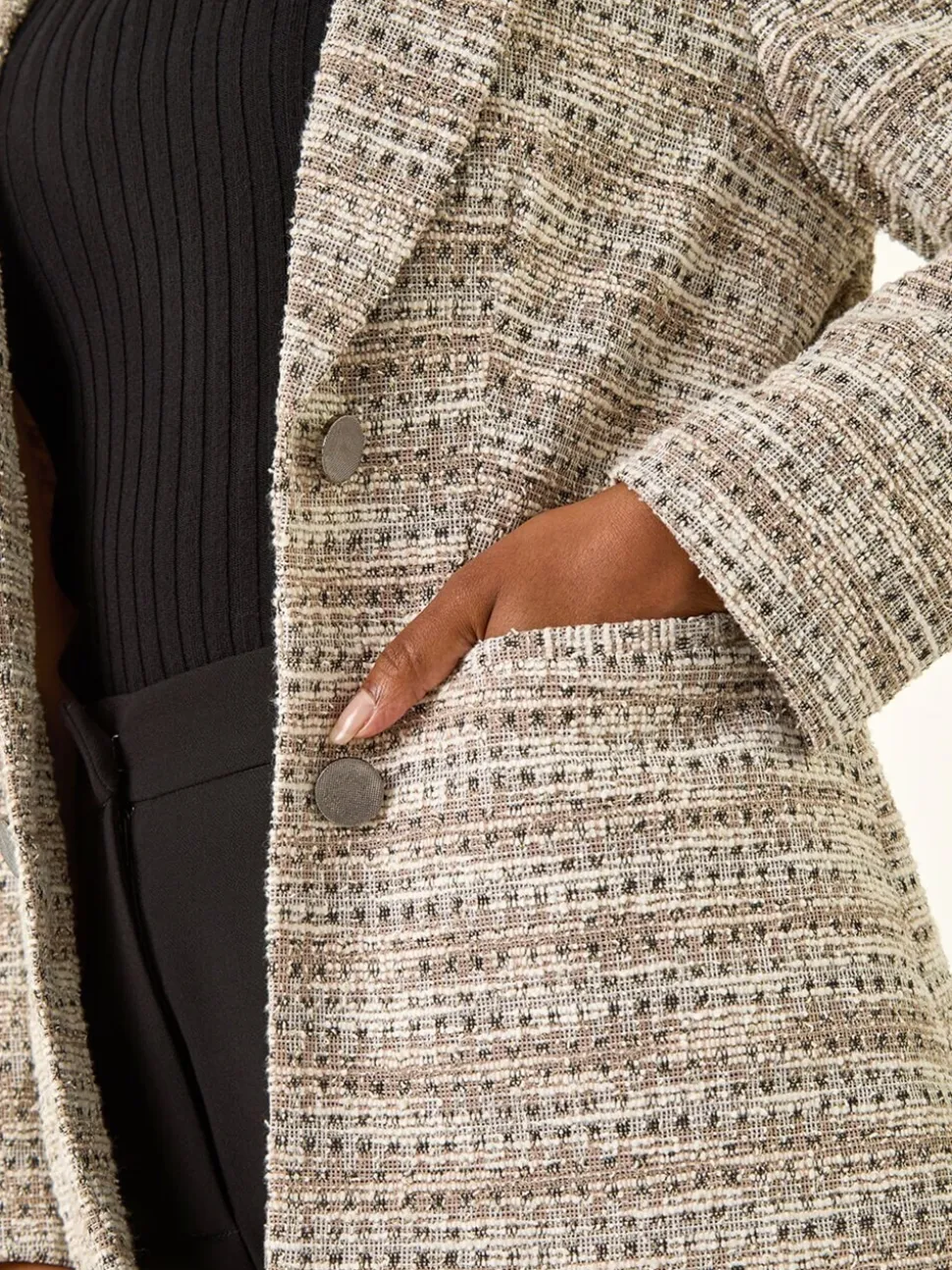 Roman Natural Petite Collared Boucle Jacket