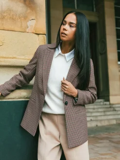 Roman Natural Petite Houndstooth Blazer