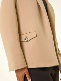 Roman Natural Petite Pocket Detail Stretch Blazer