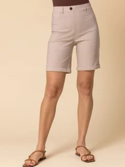 Roman Natural Turned Hem Stretch Shorts