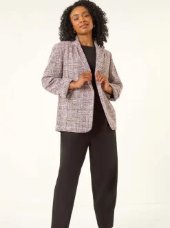 Roman Pink Petite Boucle Stretch Blazer