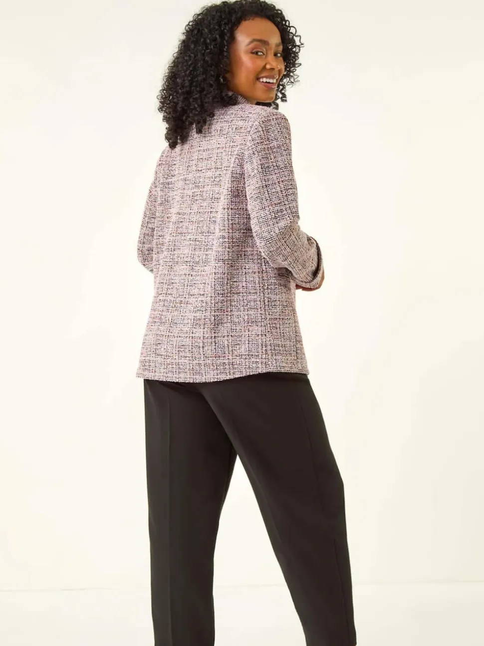 Roman Pink Petite Boucle Stretch Blazer