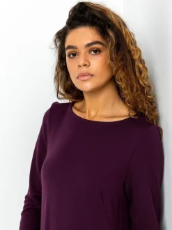 Roman Purple A-Line Pocket Detail Swing Dress