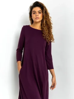 Roman Purple A-Line Pocket Detail Swing Dress