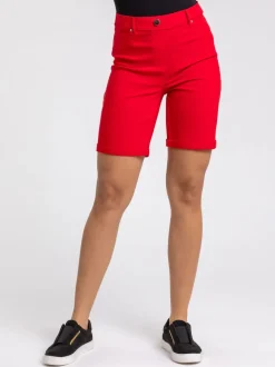 Roman Red Turned Hem Stretch Shorts