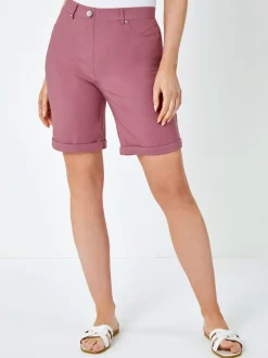 Roman Rouge Turned Hem Stretch Shorts