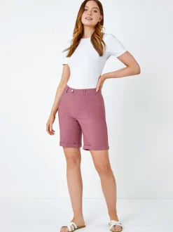 Roman Rouge Turned Hem Stretch Shorts