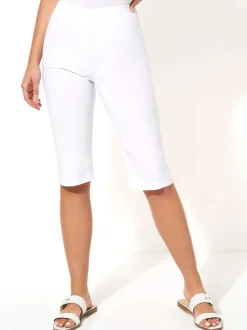 Roman White Knee Length Stretch Shorts