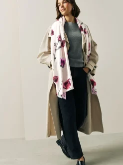 Rose Floral White Lightweight Scarf