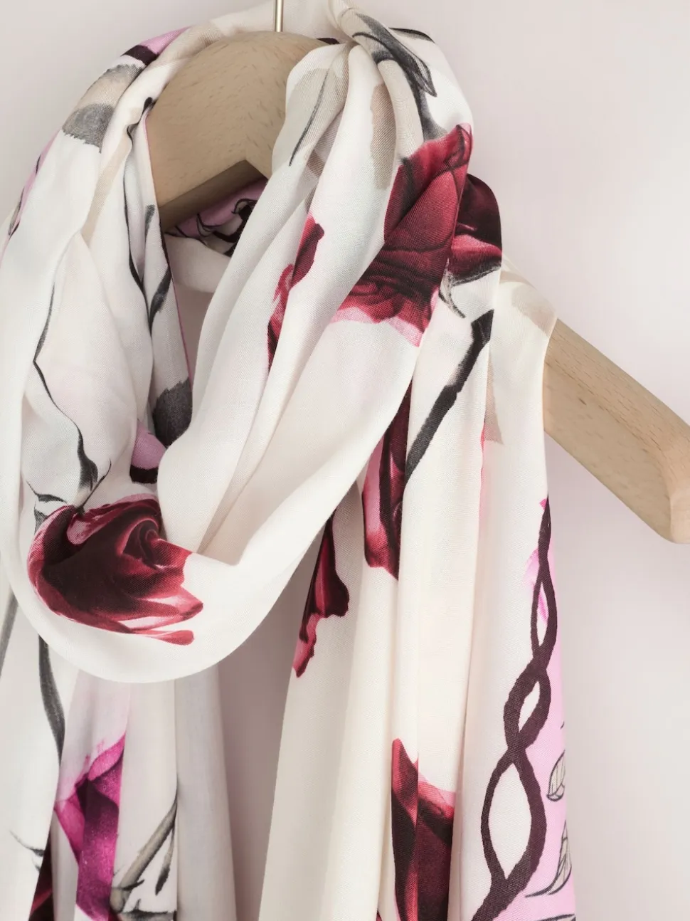 Rose Floral White Lightweight Scarf