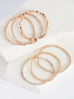Rose Gold Tone Sparkle Stretch Bracelets Pack