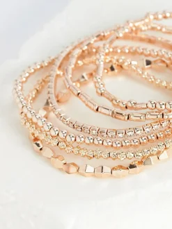 Rose Gold Tone Sparkle Stretch Bracelets Pack