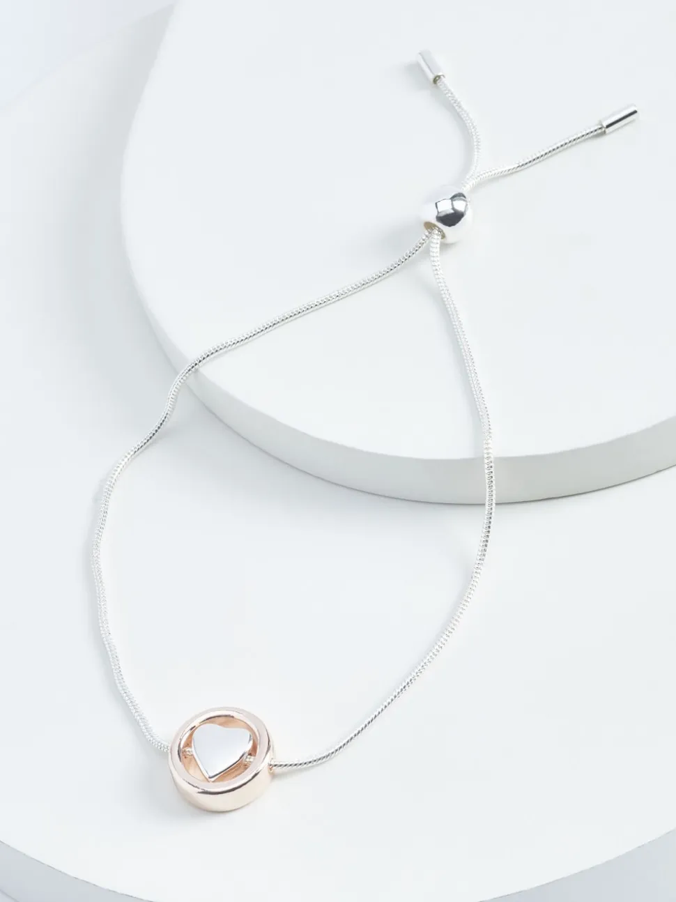 Rose Gold Tone/Silver Tone Heart Pully Bracelet