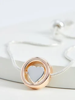 Rose Gold Tone/Silver Tone Heart Pully Bracelet