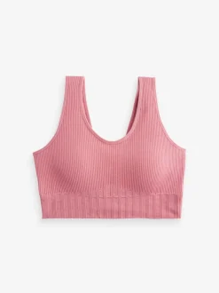 Rose Pink DD+ Supportive Seamless Ribbed NonWired Ultimate Comfort Bra
