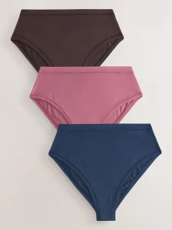 Rose Pink High Waist High Leg Ultimate Comfort Cotton Knickers 3 Pack