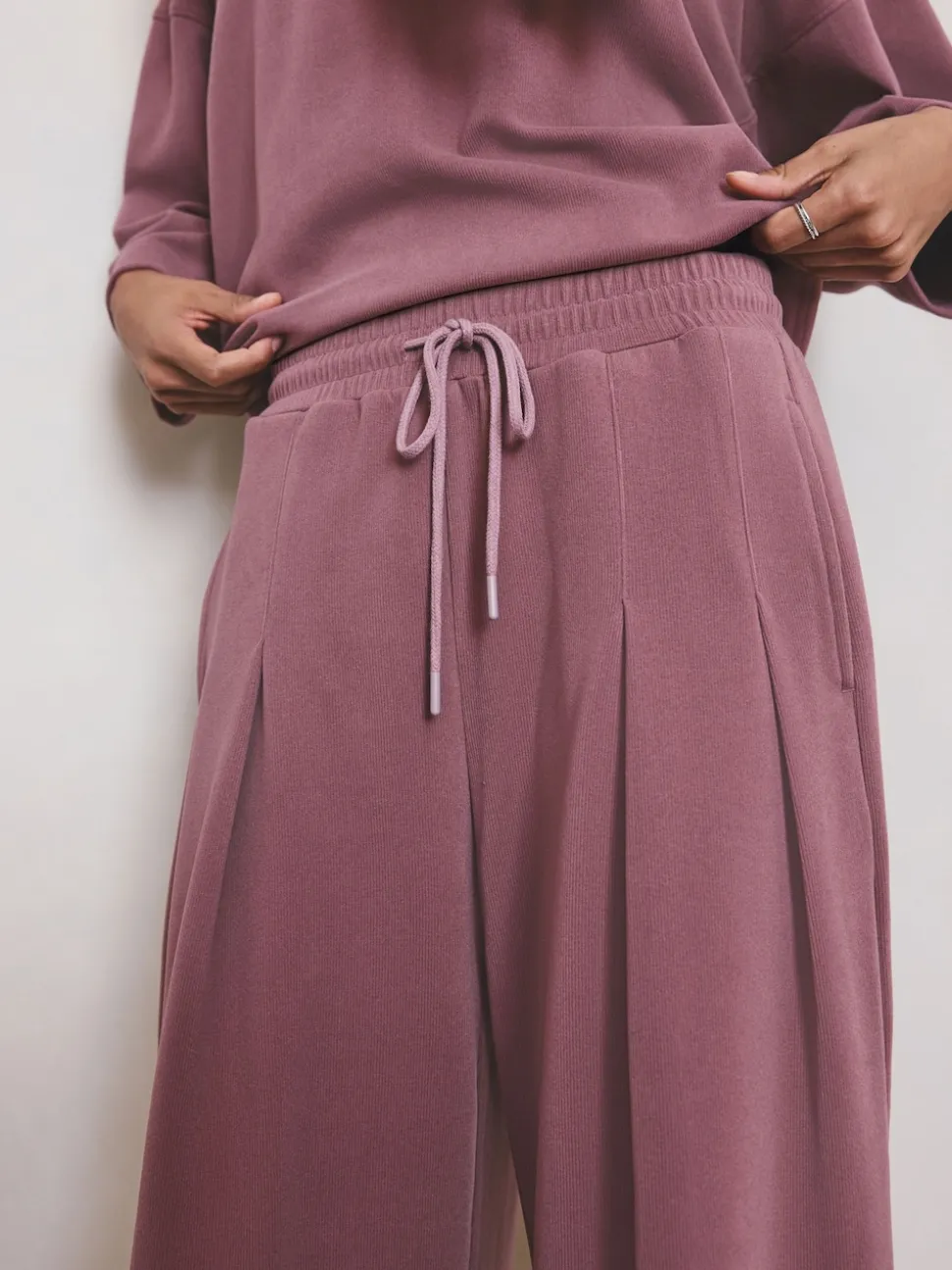 Rose Pink N.Premium Wide Leg Joggers