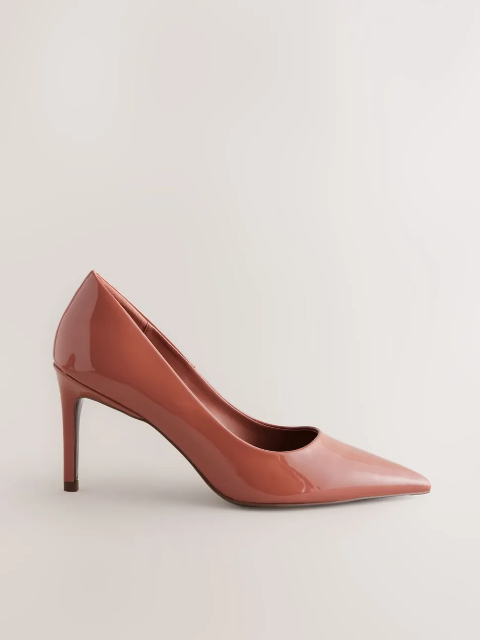 Rose Pink Point Toe Mid Heel Court Shoes