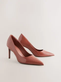 Rose Pink Point Toe Mid Heel Court Shoes