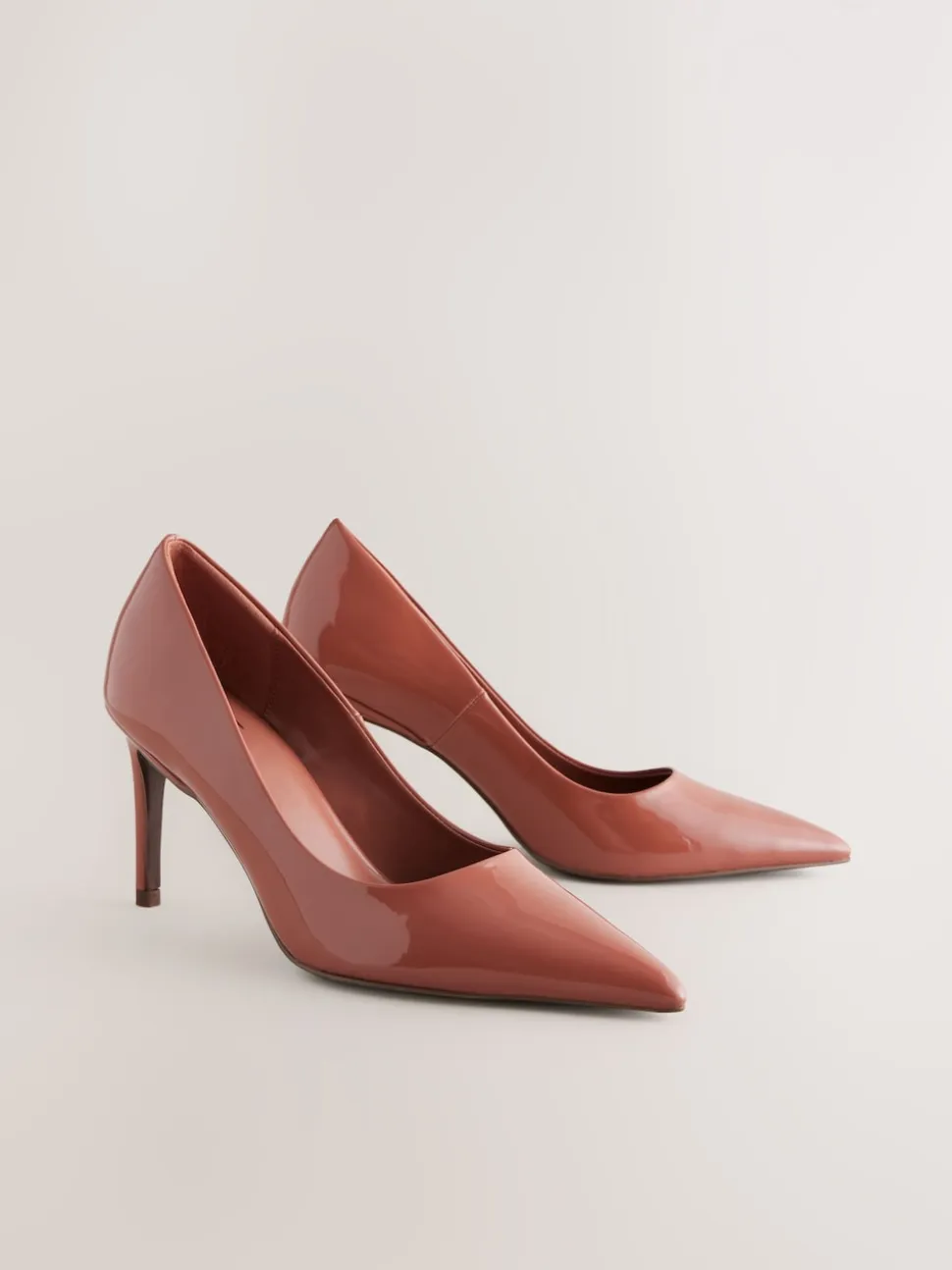 Rose Pink Point Toe Mid Heel Court Shoes