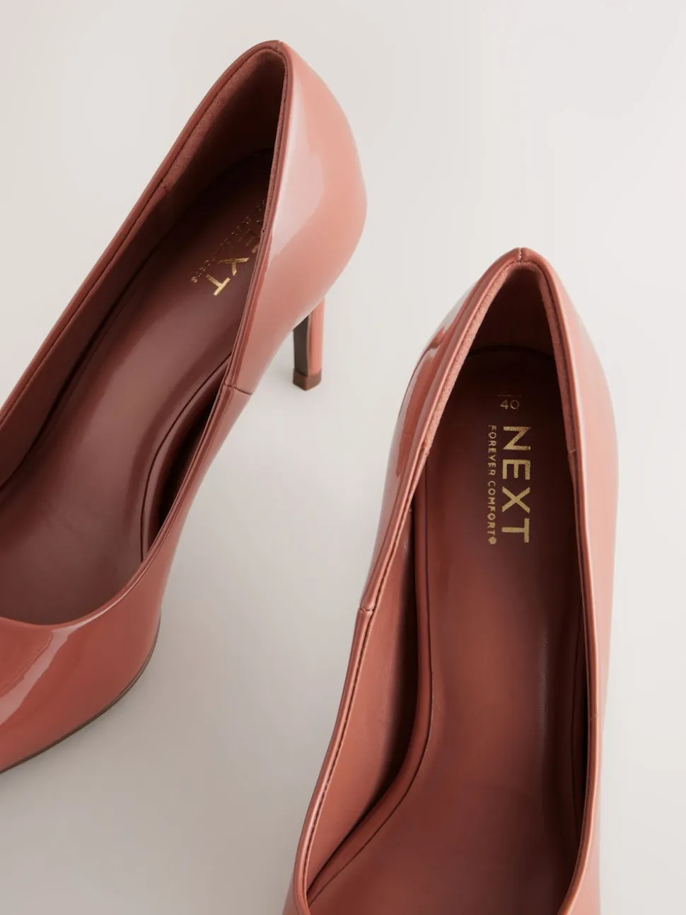 Rose Pink Point Toe Mid Heel Court Shoes