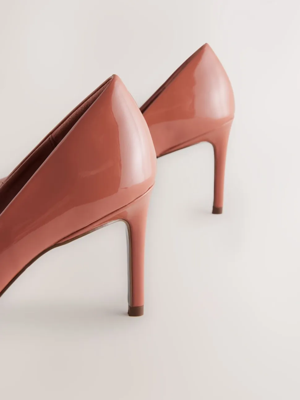 Rose Pink Point Toe Mid Heel Court Shoes