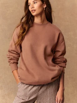 Rose Pink Relaxed Fit Essentials Longline Sweatshirt with Pockets