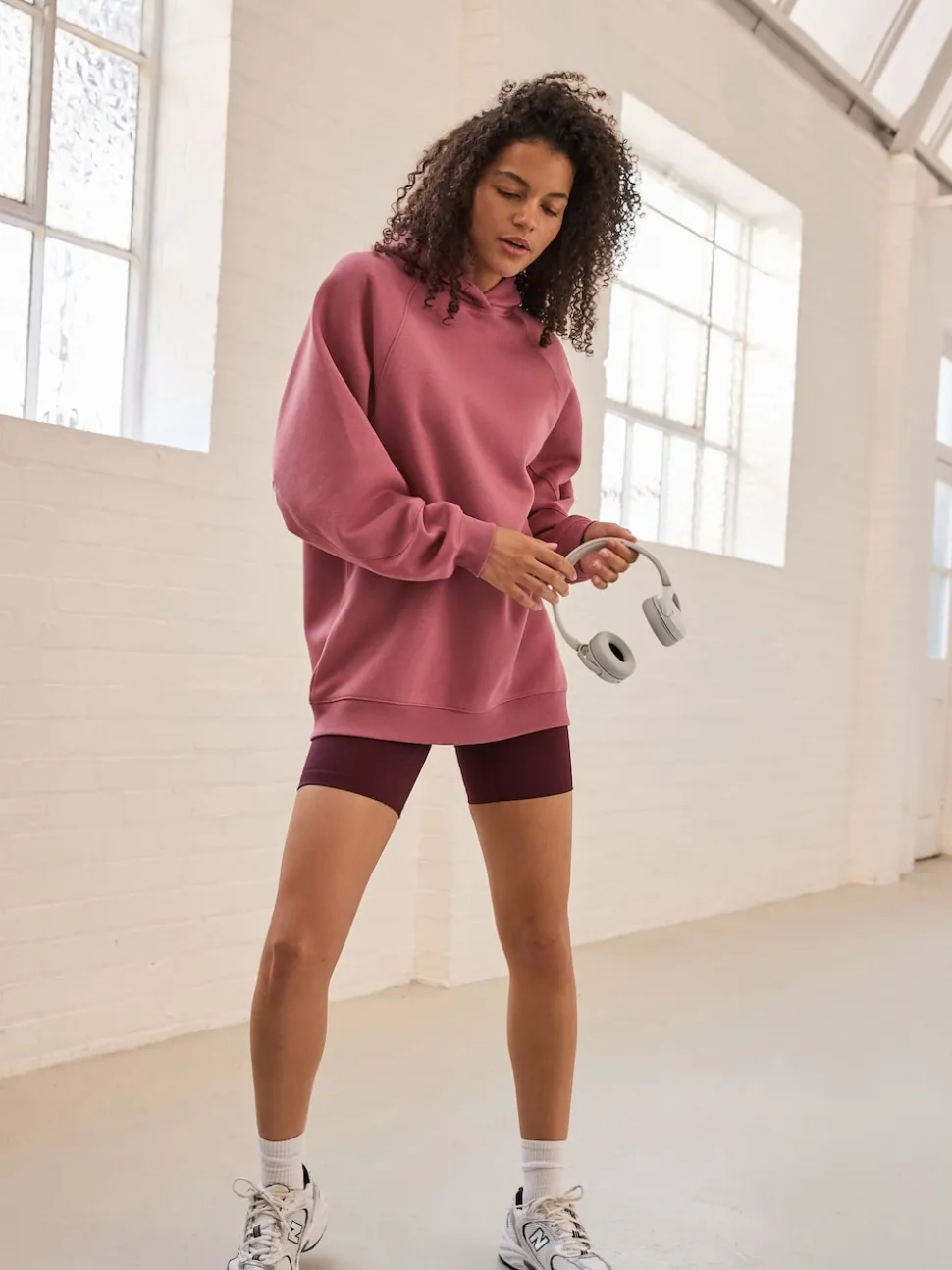 Rose Pink Relaxed Fit Heavyweight Longline Hoodie