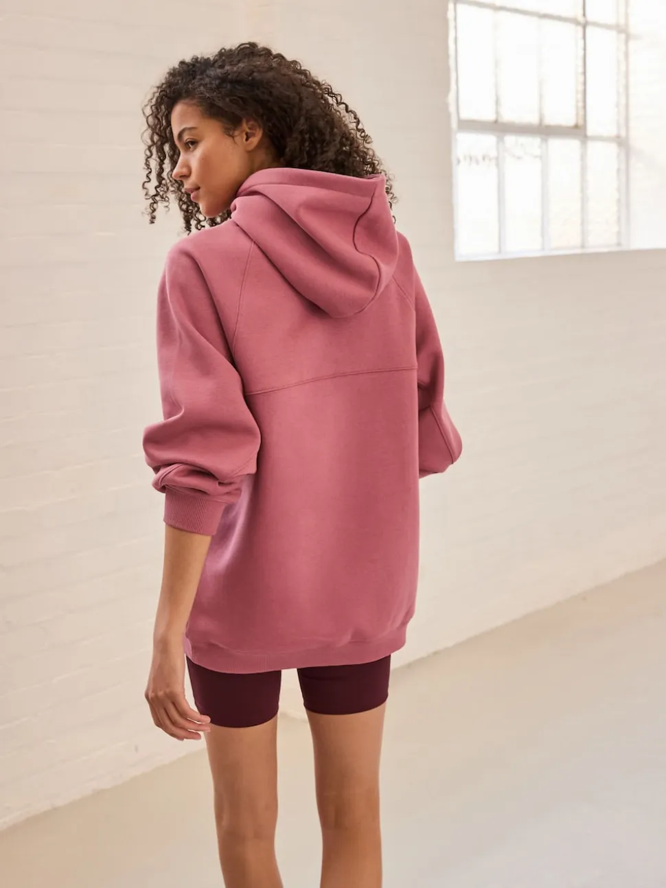 Rose Pink Relaxed Fit Heavyweight Longline Hoodie