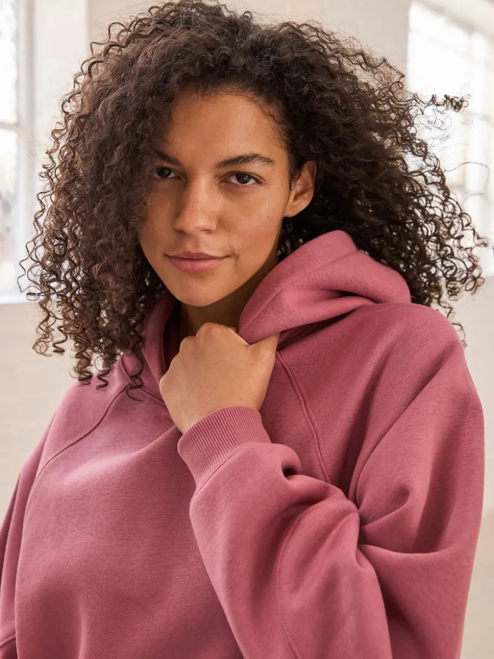 Rose Pink Relaxed Fit Heavyweight Longline Hoodie