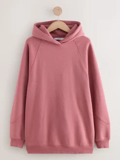 Rose Pink Relaxed Fit Heavyweight Longline Hoodie