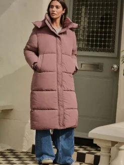 Rose Pink Shower Resistant Longline Padded Coat