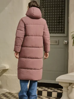 Rose Pink Shower Resistant Longline Padded Coat