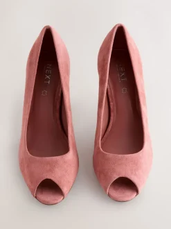 Rose Pink Suede Premium Leather Peep Toe Heels