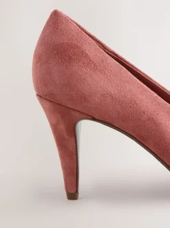 Rose Pink Suede Premium Leather Peep Toe Heels