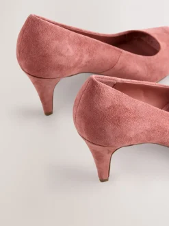 Rose Pink Suede Premium Leather Peep Toe Heels