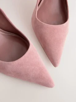 Rose Pink Suede Standard/Wide Fit Leather Mid Court Shoes
