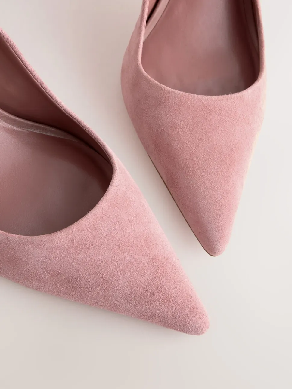 Rose Pink Suede Standard/Wide Fit Leather Mid Court Shoes