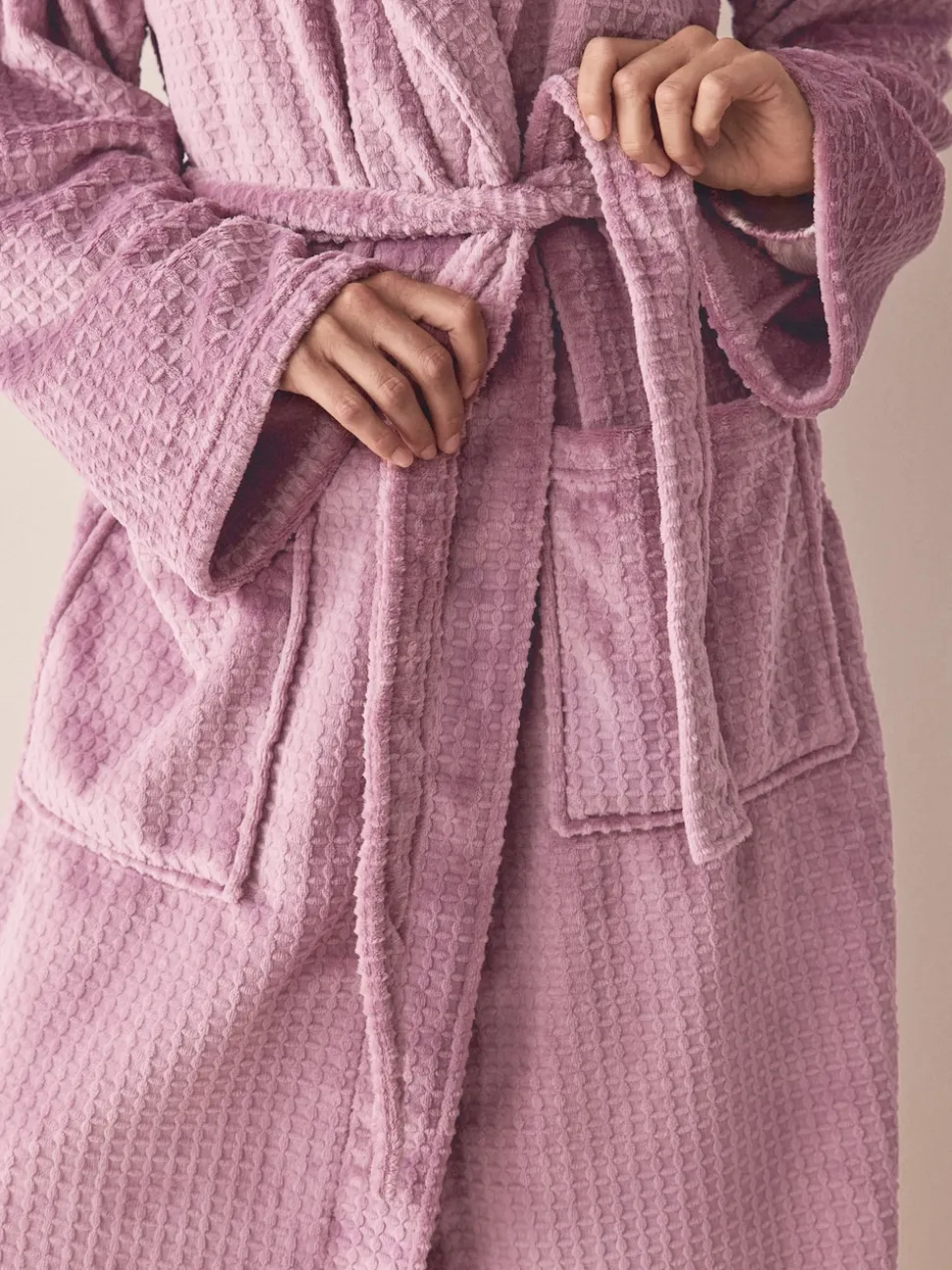 Rose Pink Waffle Cosy Robe