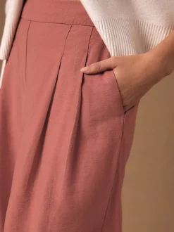 Rose Pink Wide Leg Trousers With Linen