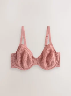 Rose/White DD+ Lace Non Pad Full Cup Minimiser Bras 2 Pack