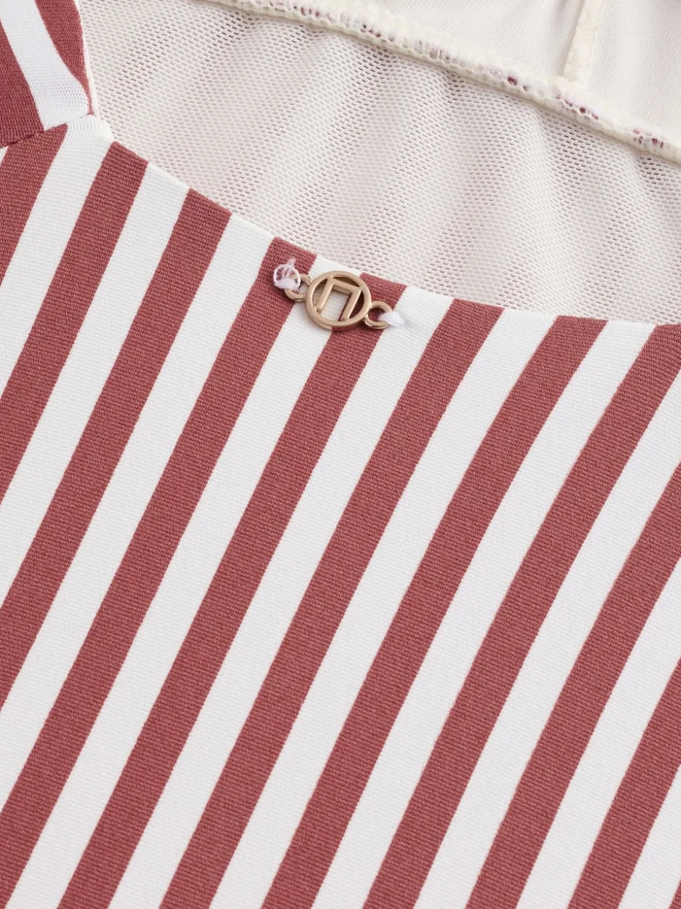 Rose/White Stripe Plunge Shaping Tummy Control Swimsuit