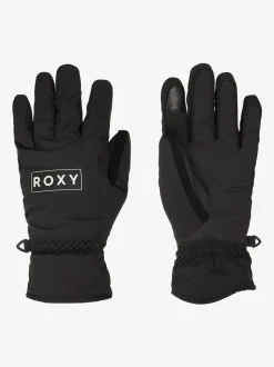 Roxy Black Freshfield Logo Ski Gloves