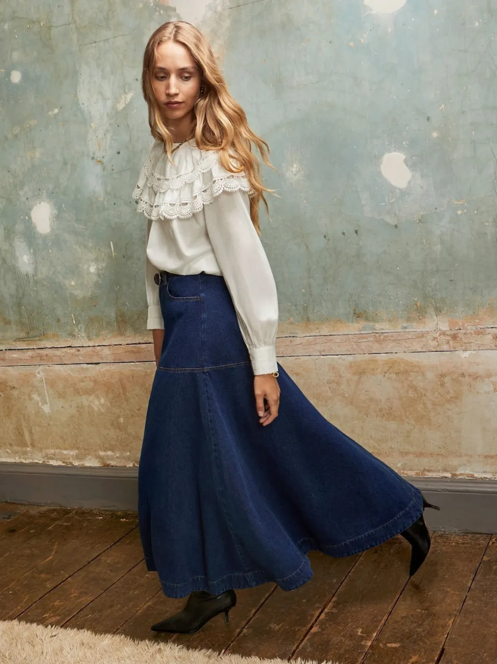 Ro&Zo Blue Denim Full Skirt