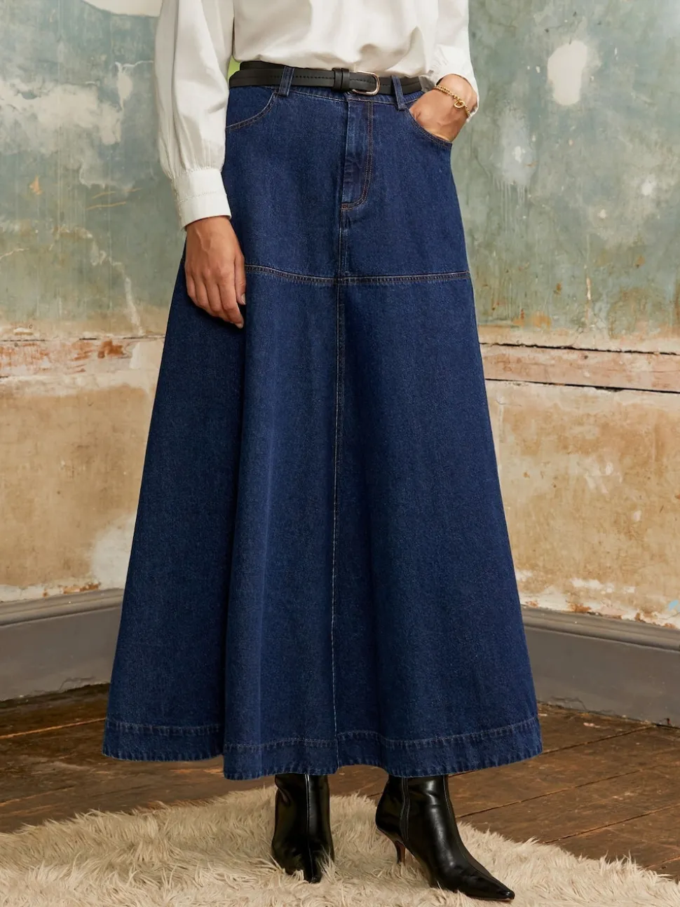 Ro&Zo Blue Denim Full Skirt