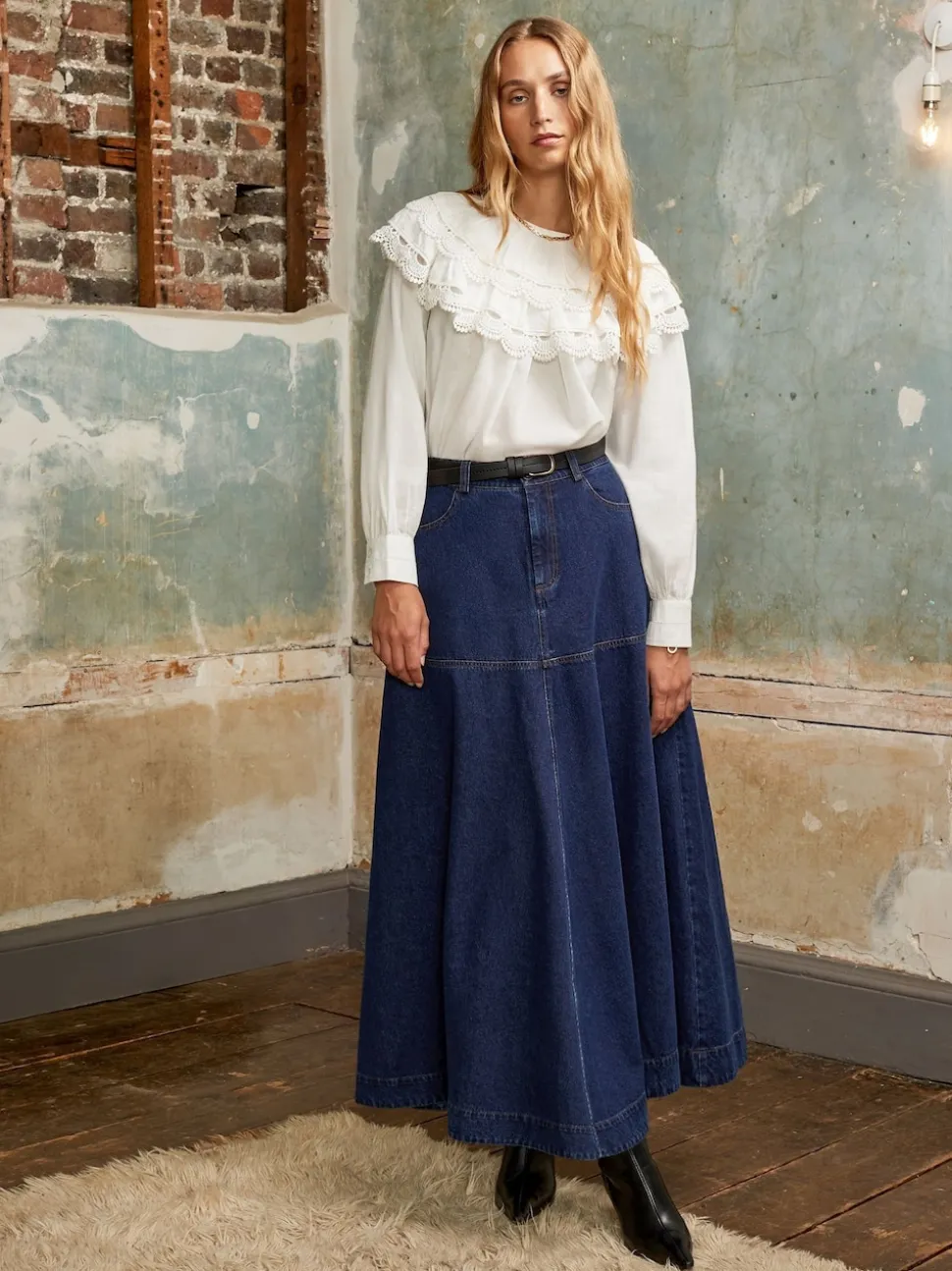 Ro&Zo Blue Denim Full Skirt